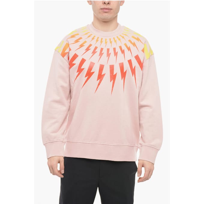 FAIR-ISLE THUNDERBOLT sweatshirt met ronde hals en Degradé Print in roze