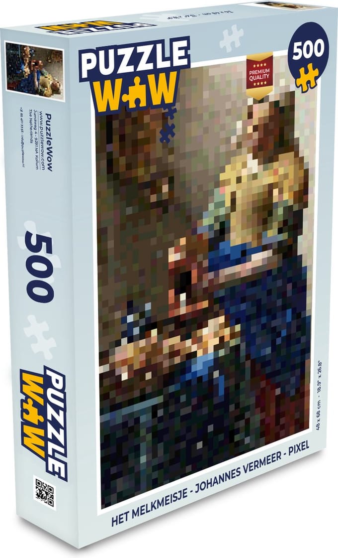 Puzzel Het Melkmeisje - Johannes Vermeer - Pixel - Legpuzzel - Puzzel 500 stukjes