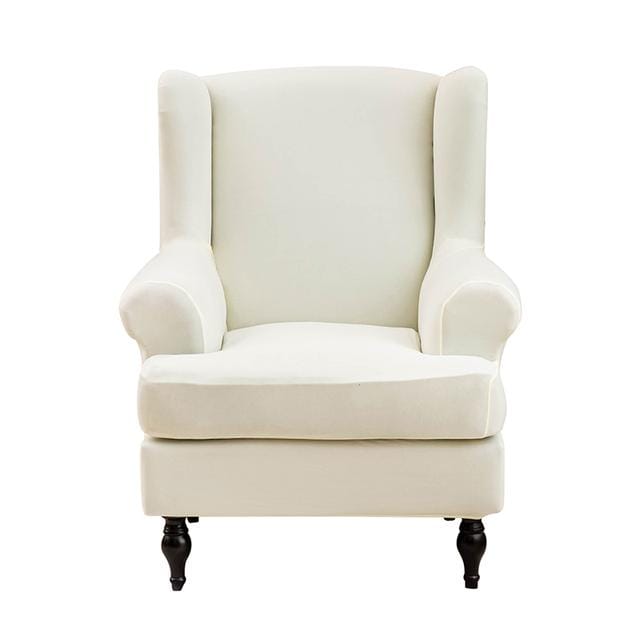 Housse de chaise et repose-pieds à bras incliné King, élastique, aile de canapé, housse Spfa, protection extensible, décoration de la maison 1 Piece white