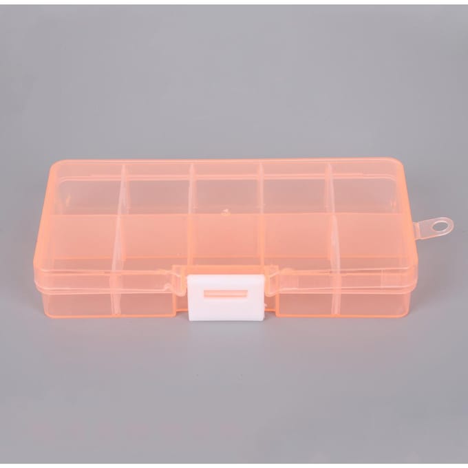 Boîte de rangement en plastique PP transparente à 10 compartiments, divisible, pour bijoux, petits composants, quincaillerie