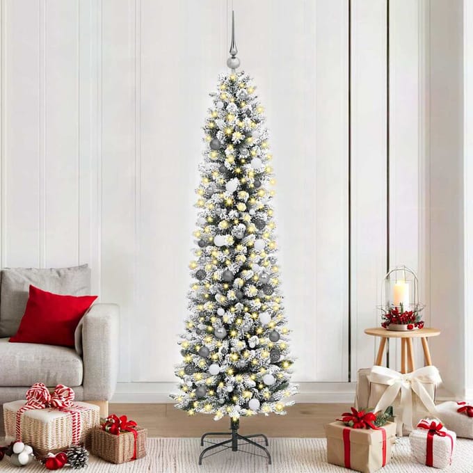 vidaXL Kunstkerstboom Wit 210 cm PVC en Metaal en Plastic
