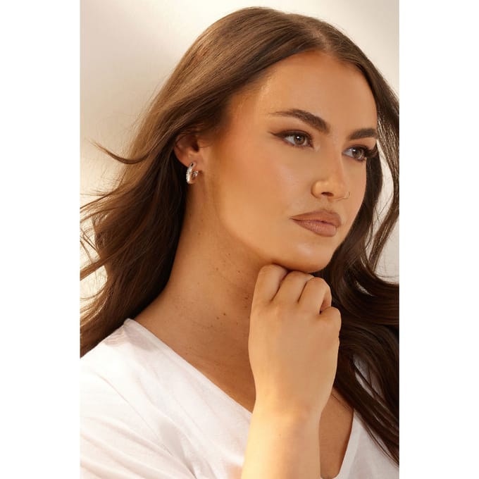 Yours Zilverkleurige Dikke Diamante Hoepeloorbellensize One Size