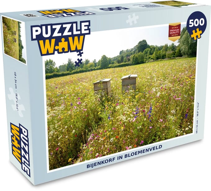 Puzzel Bijenkorf in bloemenveld - Legpuzzel - Puzzel 500 stukjes