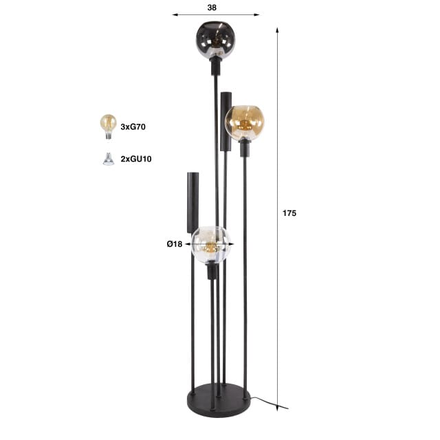 Hoyz vloerlamp sfera - 38x38x175 cm