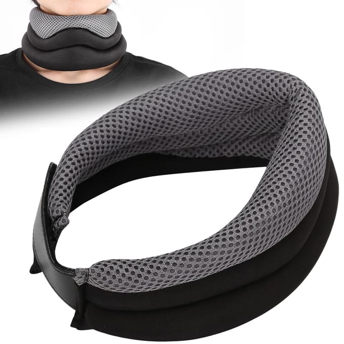 Collier cervical en éponge Respirant Coussin en U Soutien du cou Orthèse pour dormir Noir Gris gray