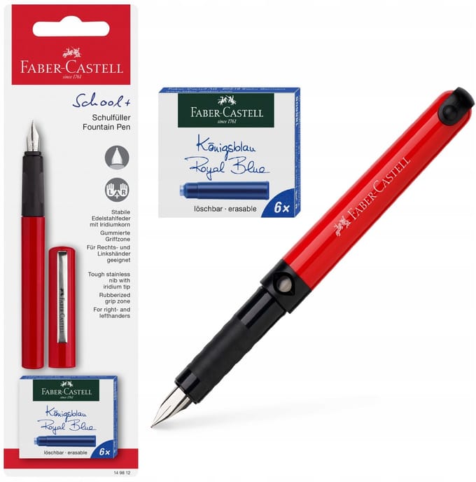 Faber-Castell School+ Vulpen Rood met Inktpatronen