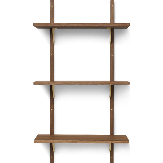 Ferm Living Sector Wandrek - gerookt eiken - Messing - 3 Wandplanken - smal