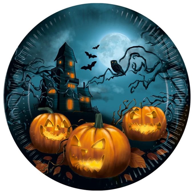 8 Halloween papieren borden griezelige nacht