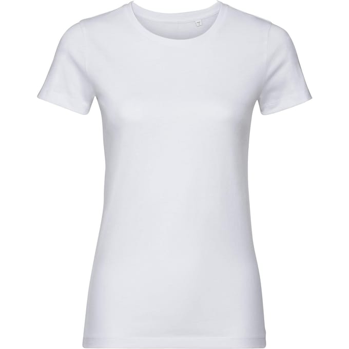 Russell Dames/Dames Authentiek Organisch T-shirt (Wit)