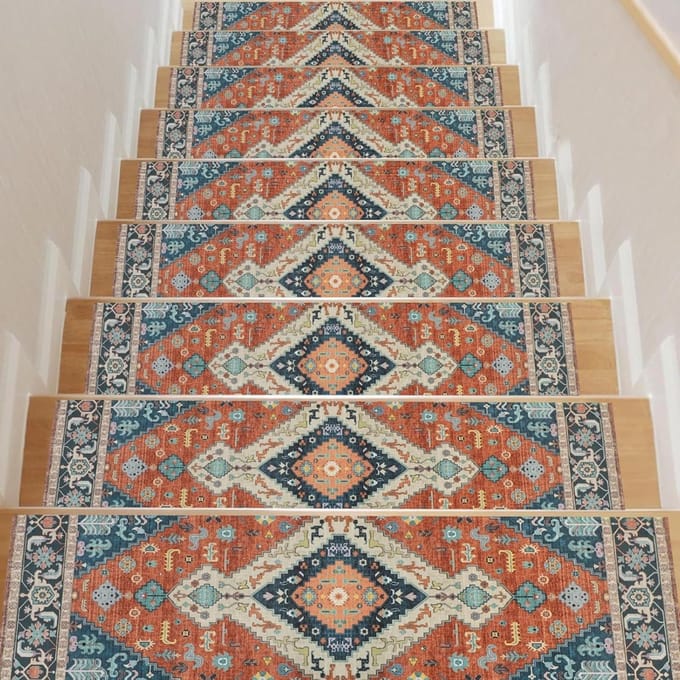 CLVP® Trapmatten Set - Zelfklevend - Oranje met blauw