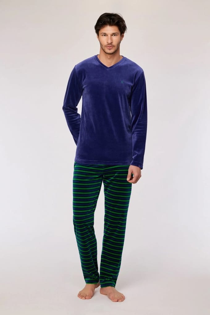 Woody pyjama heren - donkerblauw - 252-10-MVL-V/897 - maat L