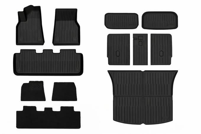 Tesla Model Y Mattenset Compleet Rubber + Velours 2021-02.2025 - Interieur Accessoires