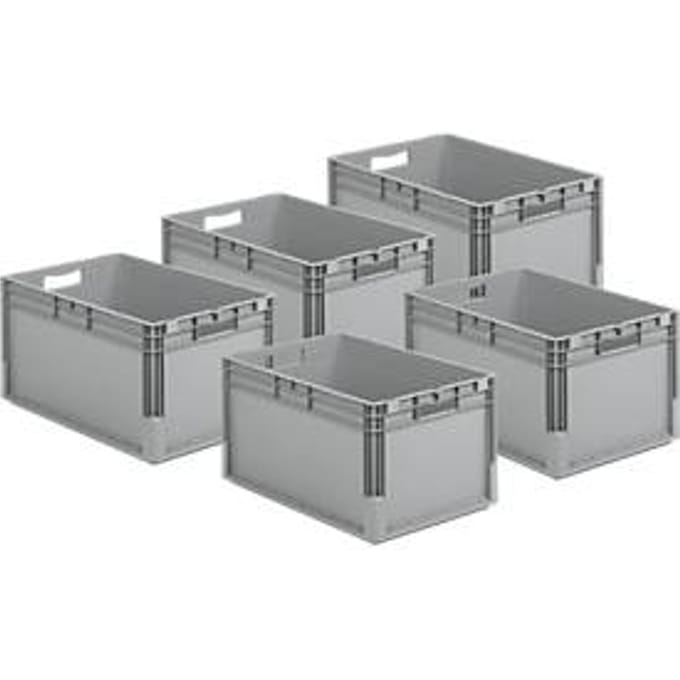 Euro Box ELB 6320 - polypropyleen - B 600 x D 400 x H 320 mm - inhoud 64 l - grijs - 5 stuks
