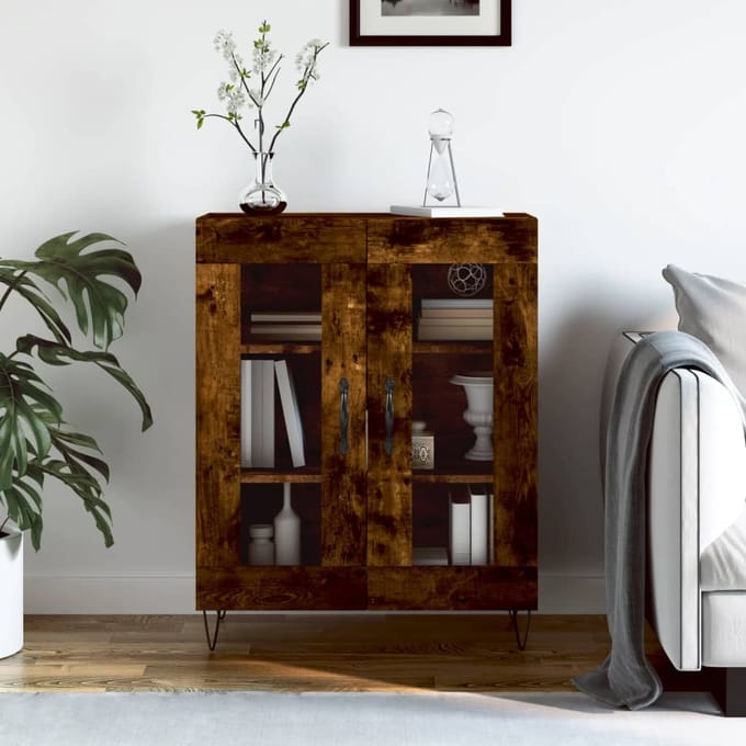 vidaXL Dressoir 69,5x34x90 cm bewerkt hout gerookt eikenkleurig