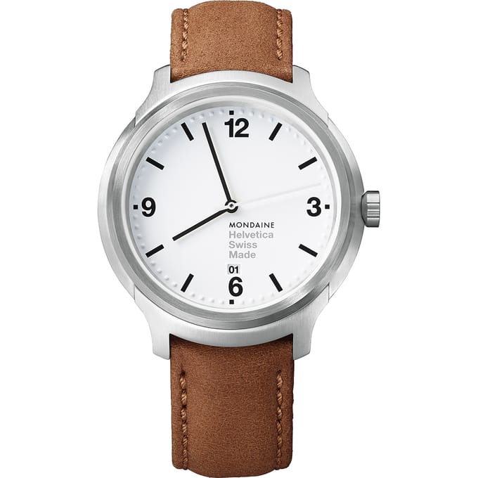 Mondaine Bold MH1.B1210.LG Horloge - Leer - Bruin - Ø43 mm
