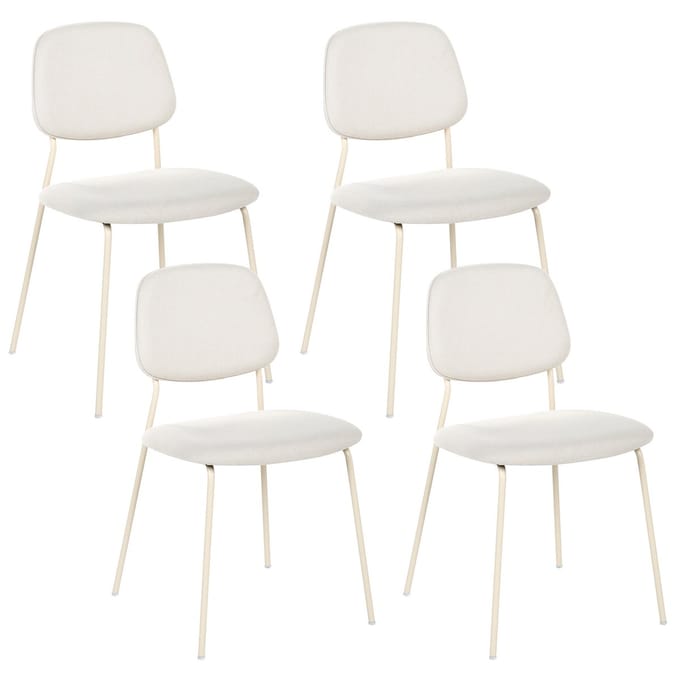 RILEY - Set van 4 eetkamerstoelen - Gebroken wit - Polyester