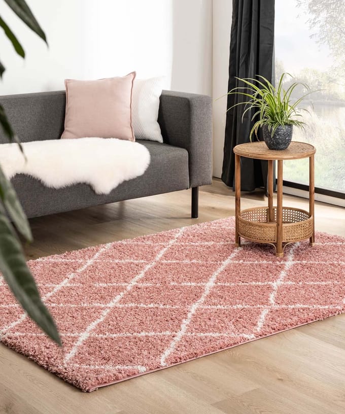 Berber vloerkleed - Habitat roze/wit 140x200