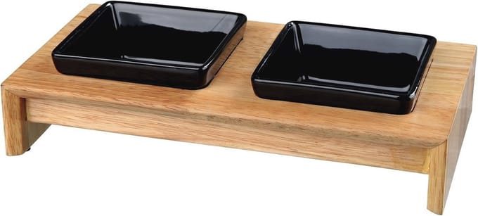 Keramische Hondenbakset met Houten Houder - Antislip en Veilig