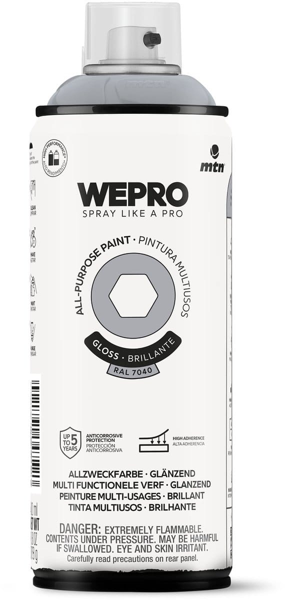 Spuitbus Ral 7040 Grijs Glans MTN WEPRO ALL-PURPOSE PAINT 400ML