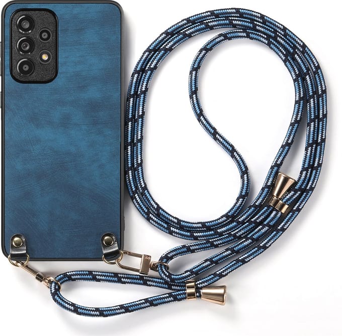 Hybride Backcover met Verstelbare/Afneembare Schouderband + Screenprotector voor Galaxy A53 _ Blauw
