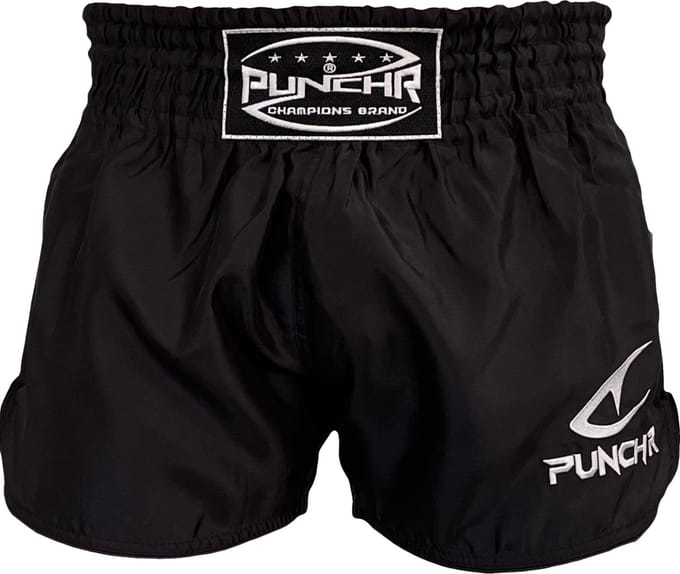 PunchR™ Classic Muay Thai kickboks Broek Zwart Wit - M