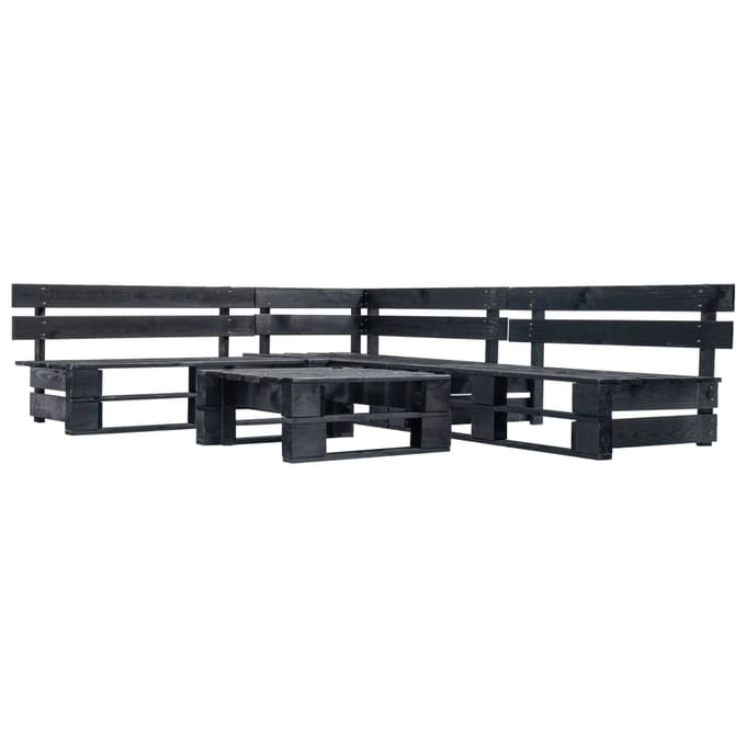vidaXL - 4-delige - Loungeset - pallet - hout - zwart