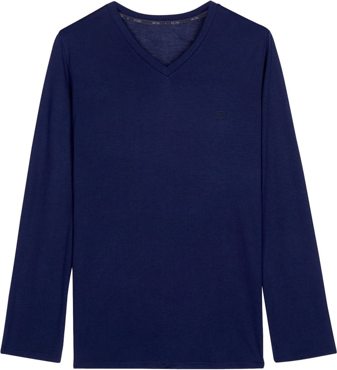 HOM - Cocooning long sleeve V Neck T-Shirt - Navy- mannen - S