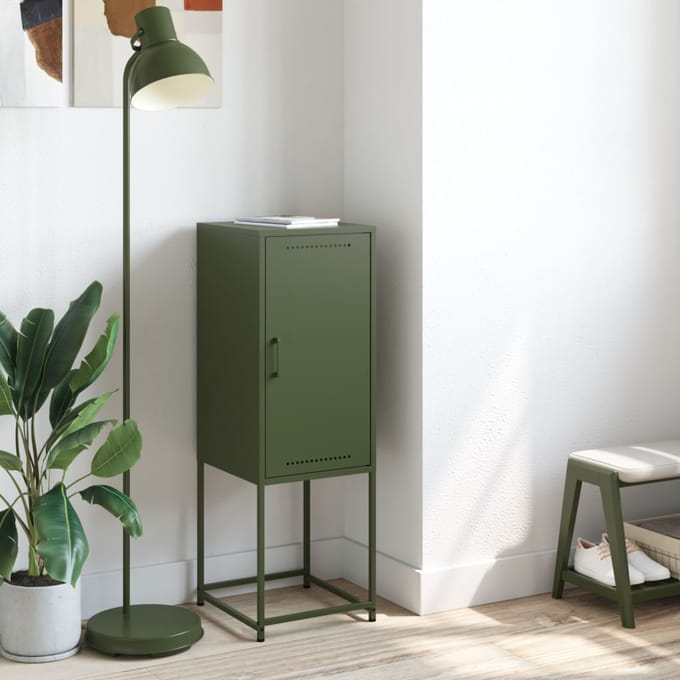 vidaXL - Hoge - kast - 36x39x107 - cm - staal - olijfgroen