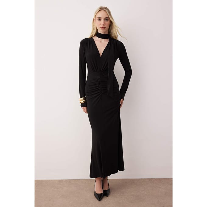 Dames platte maxi lange chique/nacht bodycon jurk