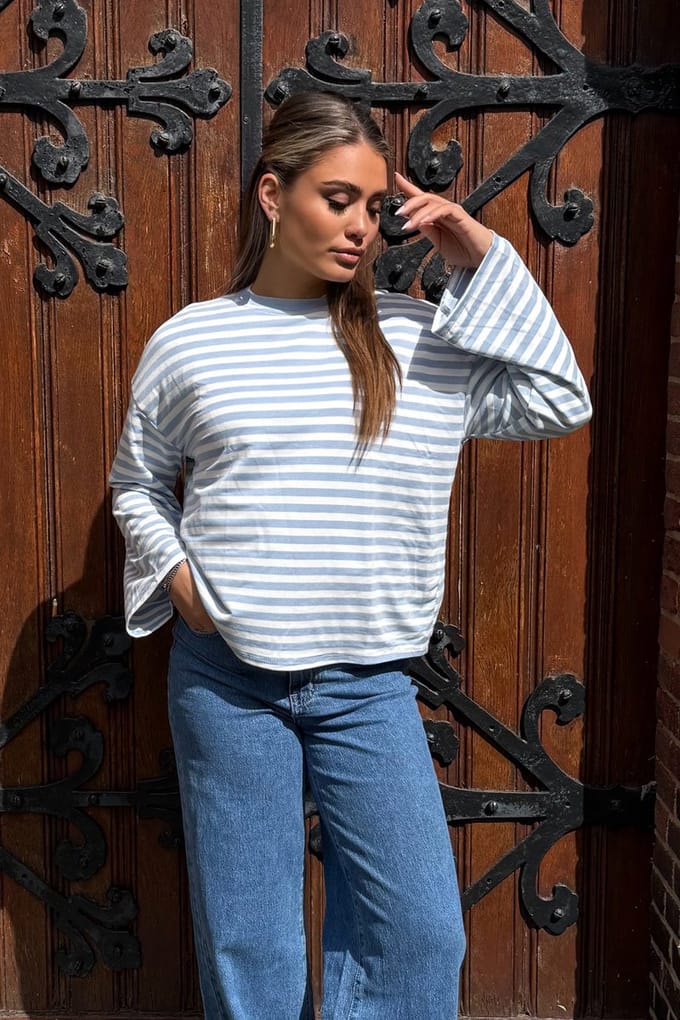 Getdrezzed Top - Maat: L - Gestreepte longsleeve in lichtblauw en wit