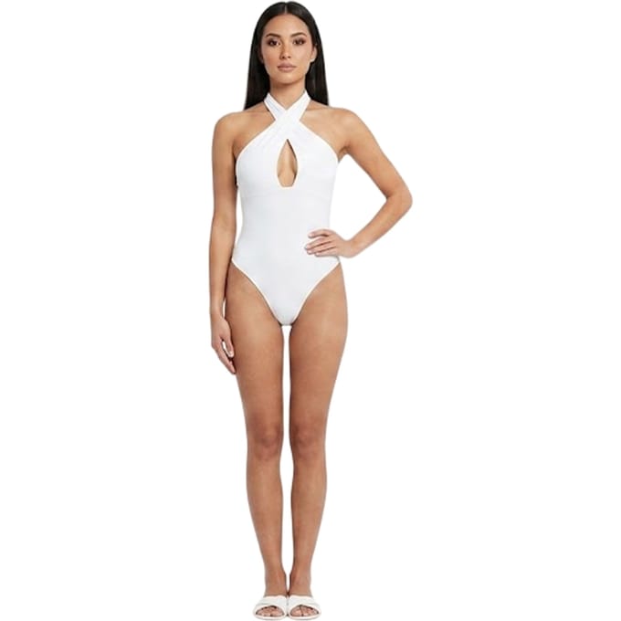 Missy Empire Dames/Dames Uitgesneden Plunge Bodycon Bodysuit (Ivoor)