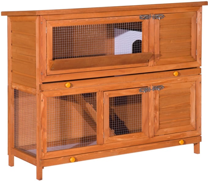 PawHut Konijnenhok - Hout - 120x48x100cm - Bruin