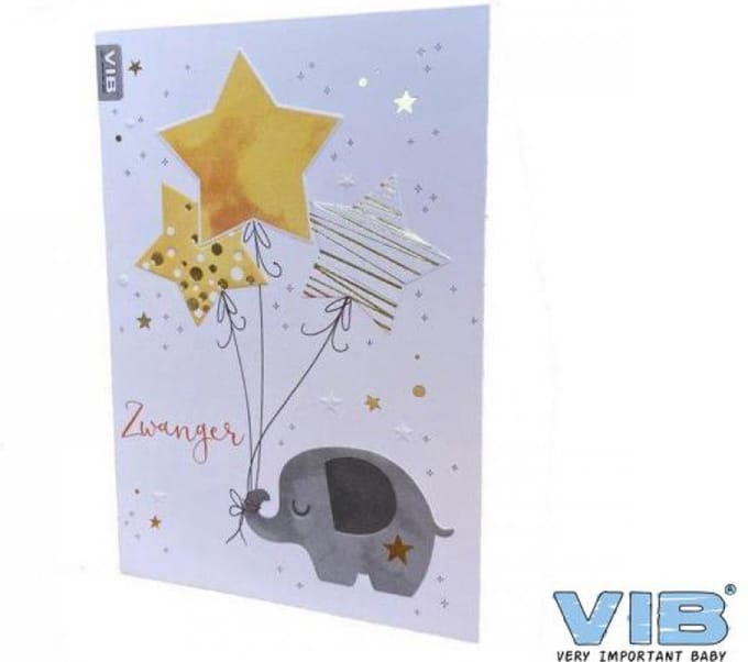 Wenskaart Folie/Embossing 'Zwanger' Olifantje