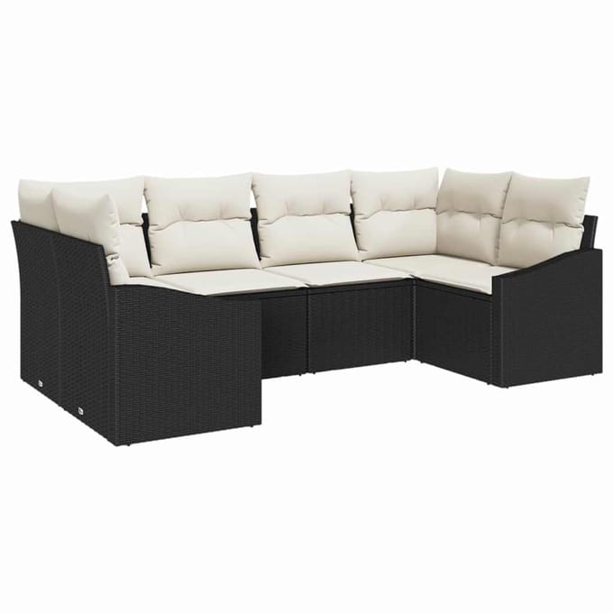 vidaXL Bankstel 6 st Zwart poly rattan