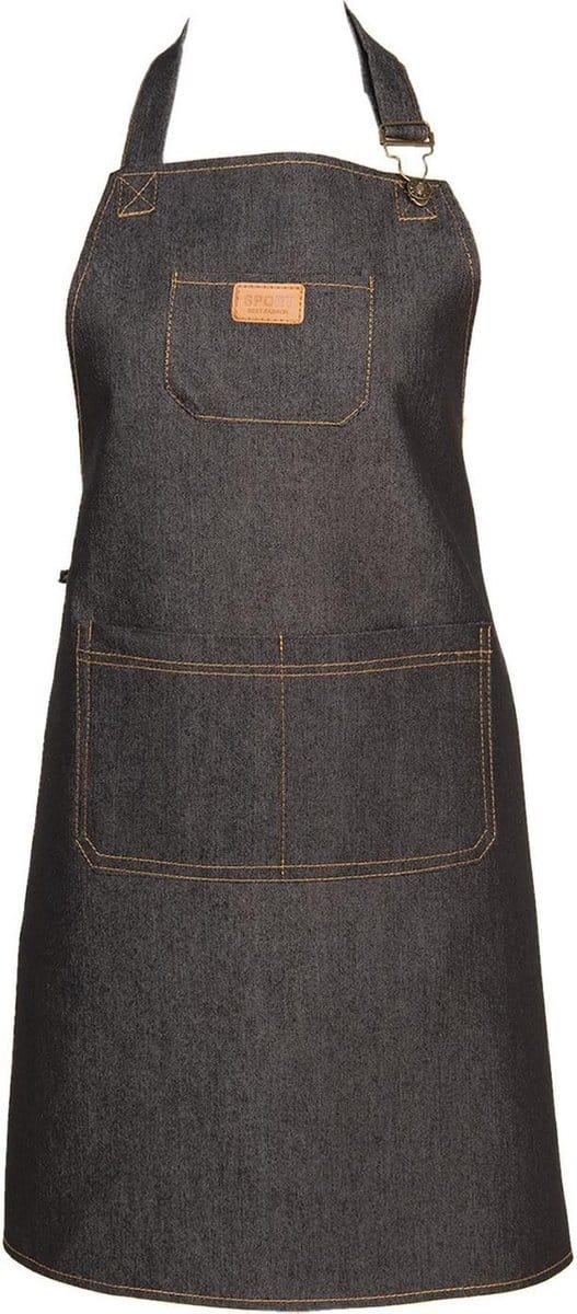 Clayre & Eef Keukenschort 77x68 cm Blauw Polyester BBQ Schort