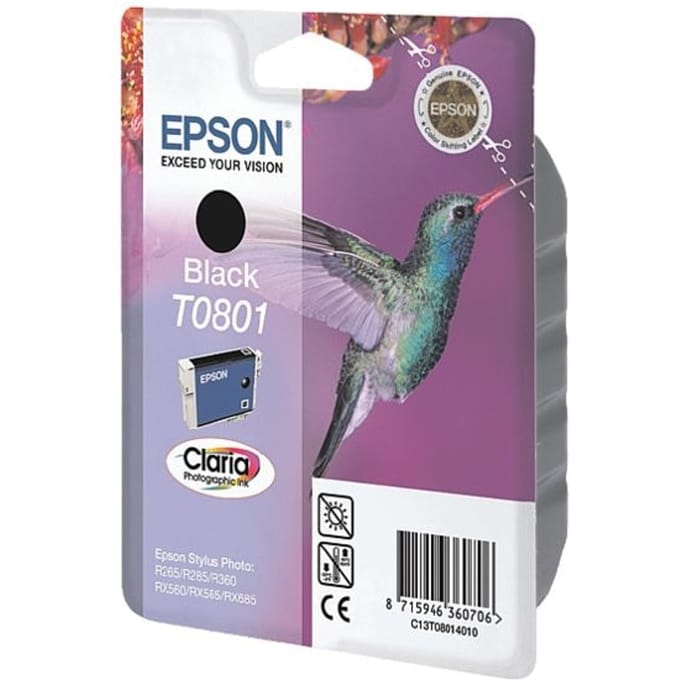 EPSON Cartouche d'encre T0801 Noir - Colibri (C13T08014011)