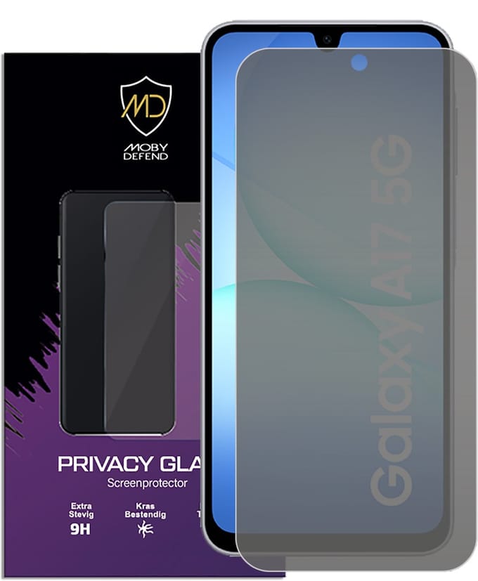 MobyDefend Screenprotector - Geschikt voor Samsung Galaxy A17 - HD Privacy Glass Screensaver