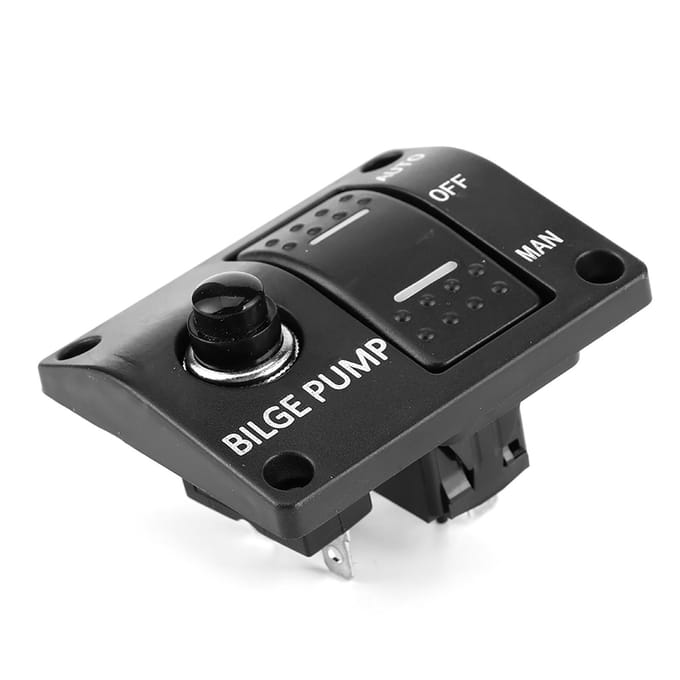 3-Weg Lenspomp Schakelaar Paneel Automatische Uitschakeling Handmatig 12V 24V met LED Indicator Ingebouwde 15A Zekering gray