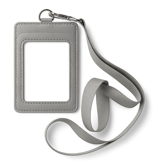 Travel Cords - Keycord met Pashouder Grijs - Vegan Leer - Stevig