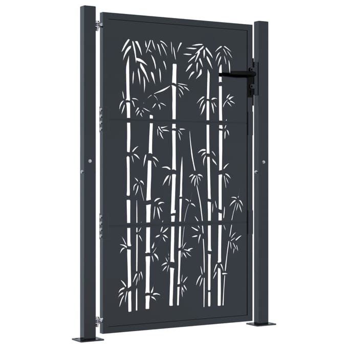 Vidaxl Portail de Jardin, Anthracite, 105X130 Cm, Acier, Motif Bambou