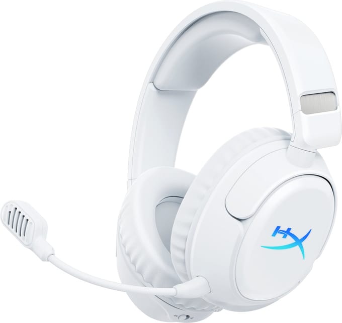 HyperX Cloud Flight 2 – Draadloze Gaming Headset met RGB Covers, tot 100u batterijduur, 2.4GHz & Bluetooth –Multi‑Platform- Wit