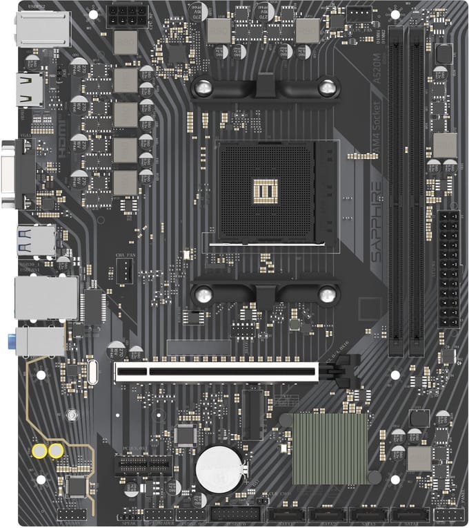 Sapphire A520M-E Serie - Moederbord - AMD A520 Chipset - Micro ATX - Dubbele Geheugenslots
