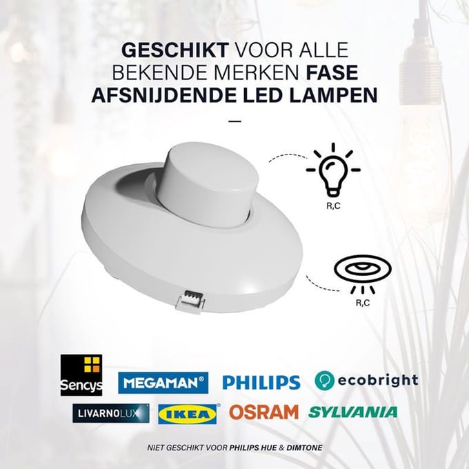 Vloerdimmer geschikt voor LED Wit 0-50W - EcoDim