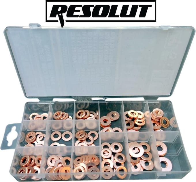 Assortiment koperen injector afdichtingsringen 150-delig