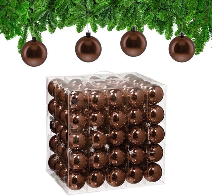 kerstballen set van 100 - Ø 6 cm - glanzend - kunststof - bruin