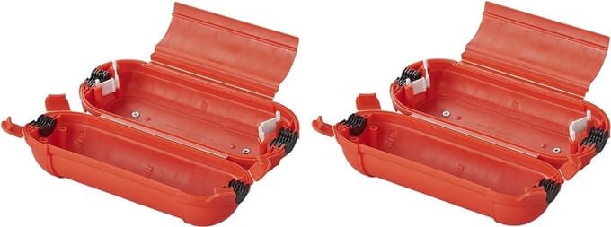 Proplus Stekkersafe veiligheidsbox - 2x - IP44 - voor Schuko stekkerverbindingen - rood