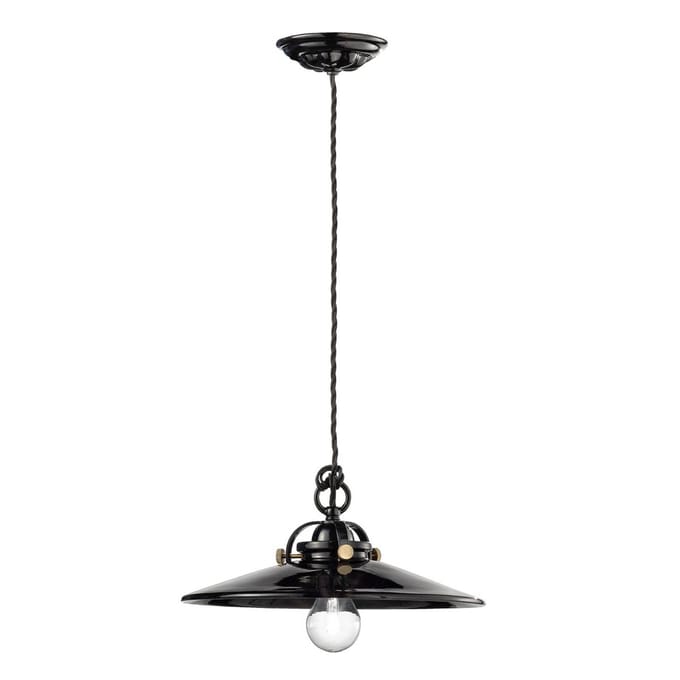 Ferroluce Hanglamp Edoardo, 31cm, zwart keramiek