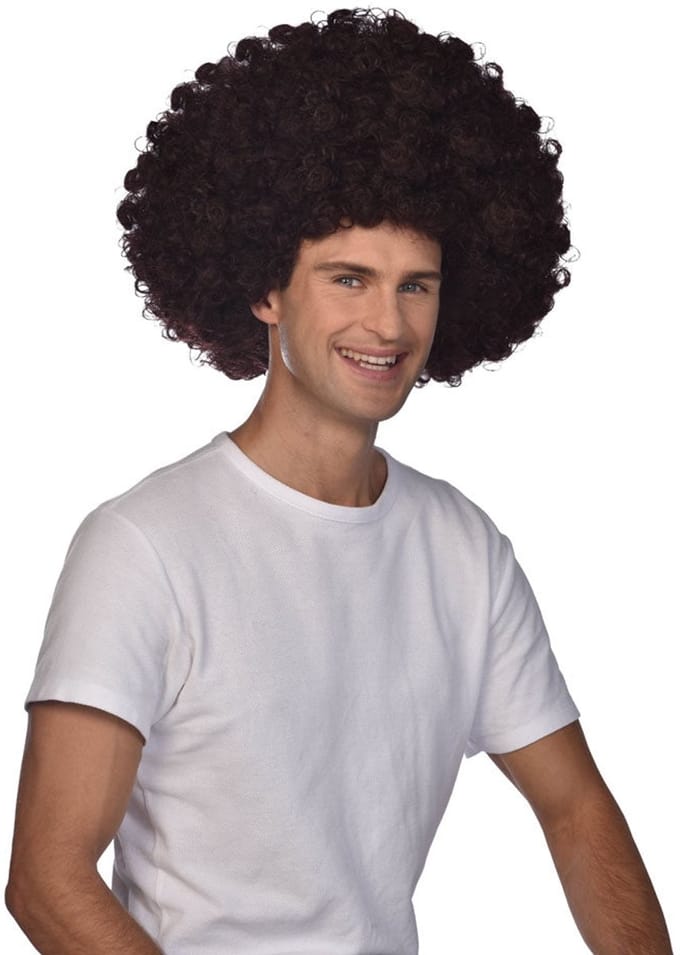 Bruine Afro pruik Disco Fever