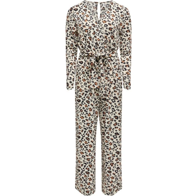 Only Broek Onlpauline S/s Wrap Jumpsuit Cs Jrs 15307419 Silver Birch Dames Panterprint Maat - M
