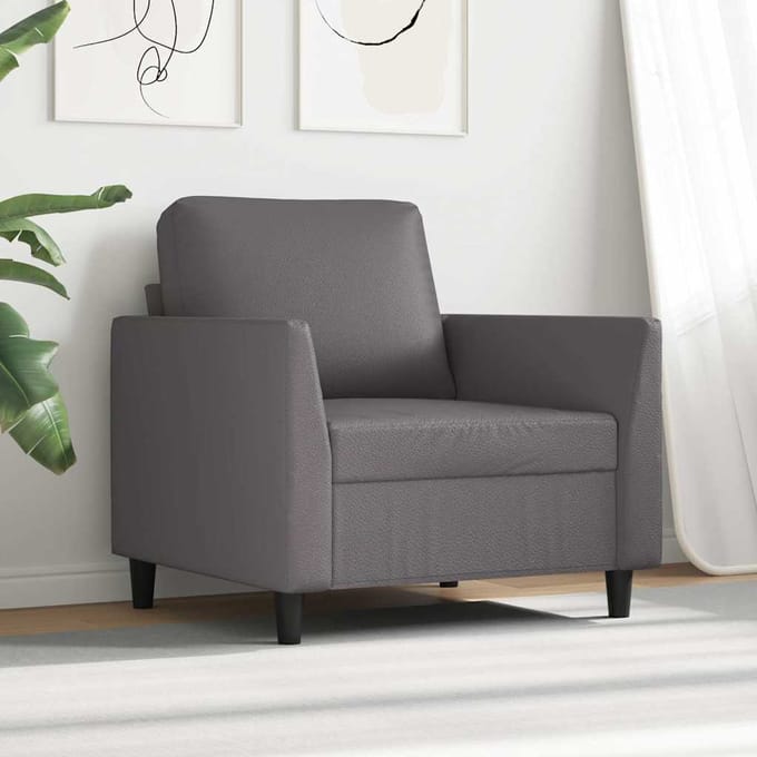vidaXL - Fauteuil - 60 - cm - kunstleer - grijs